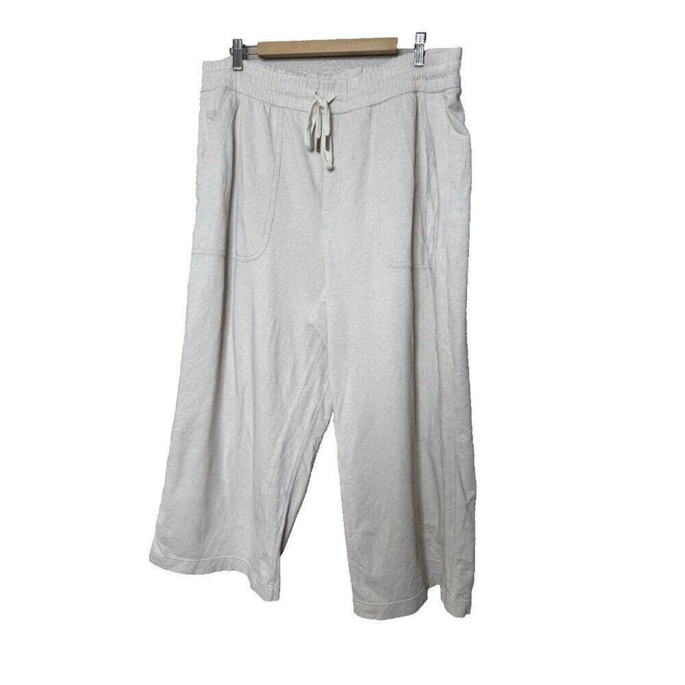 Athleta Farallon Heathered Wide Leg Crop Pants Plus Size 22 Ivory Beige 657551